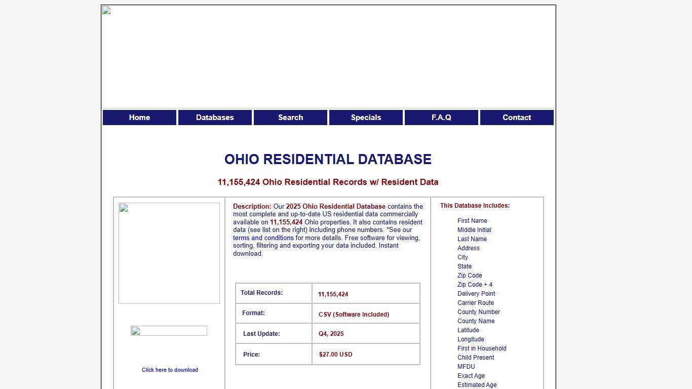 Ohio Residential database-2025 | USBizData.com
