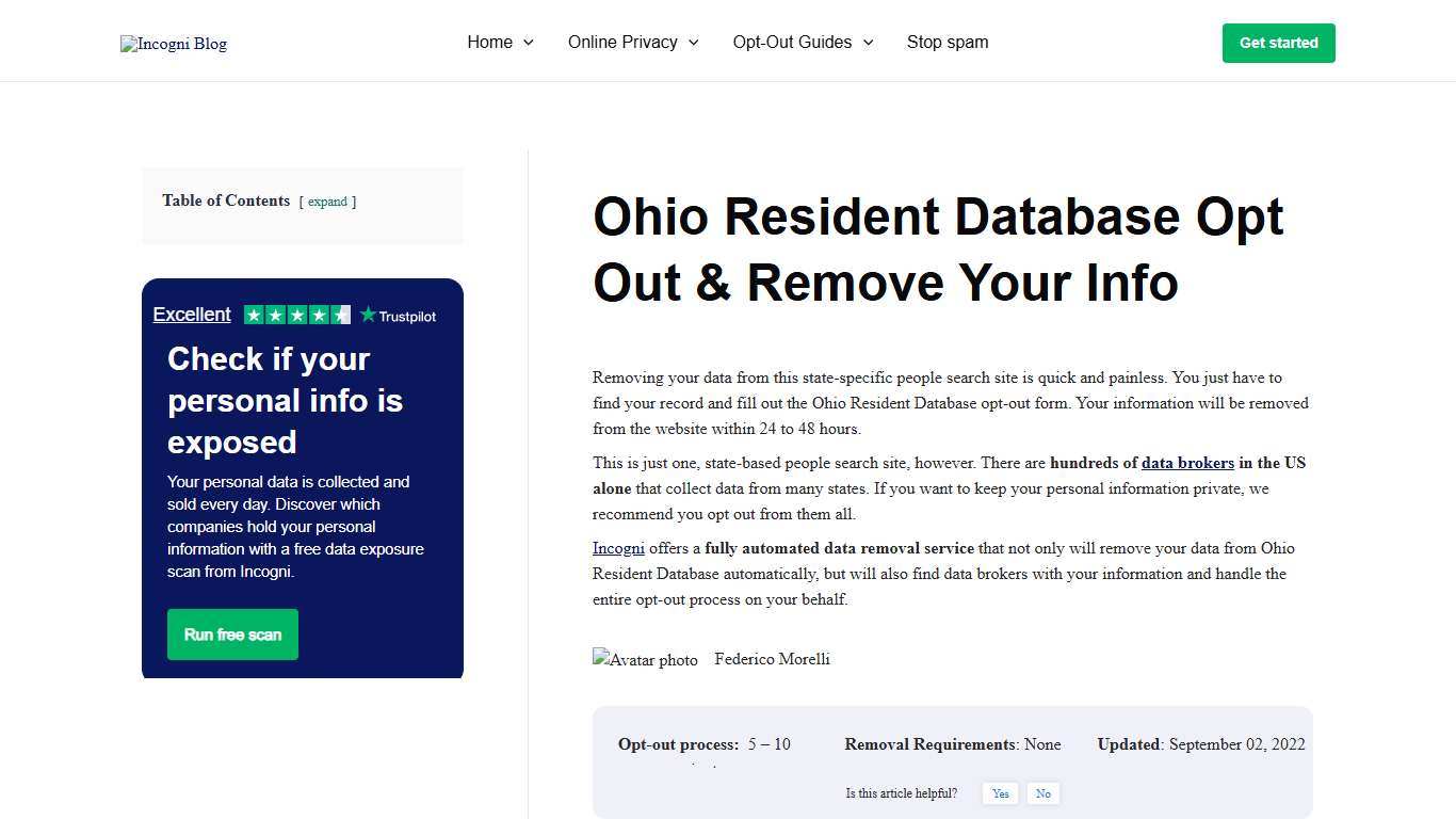 Ohio Resident Database Opt Out & Remove Your Info [2026] | Incogni